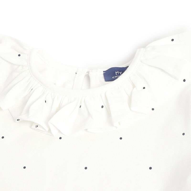 Girls White and Blue Printed Long Sleeve T-Shirt image number 2